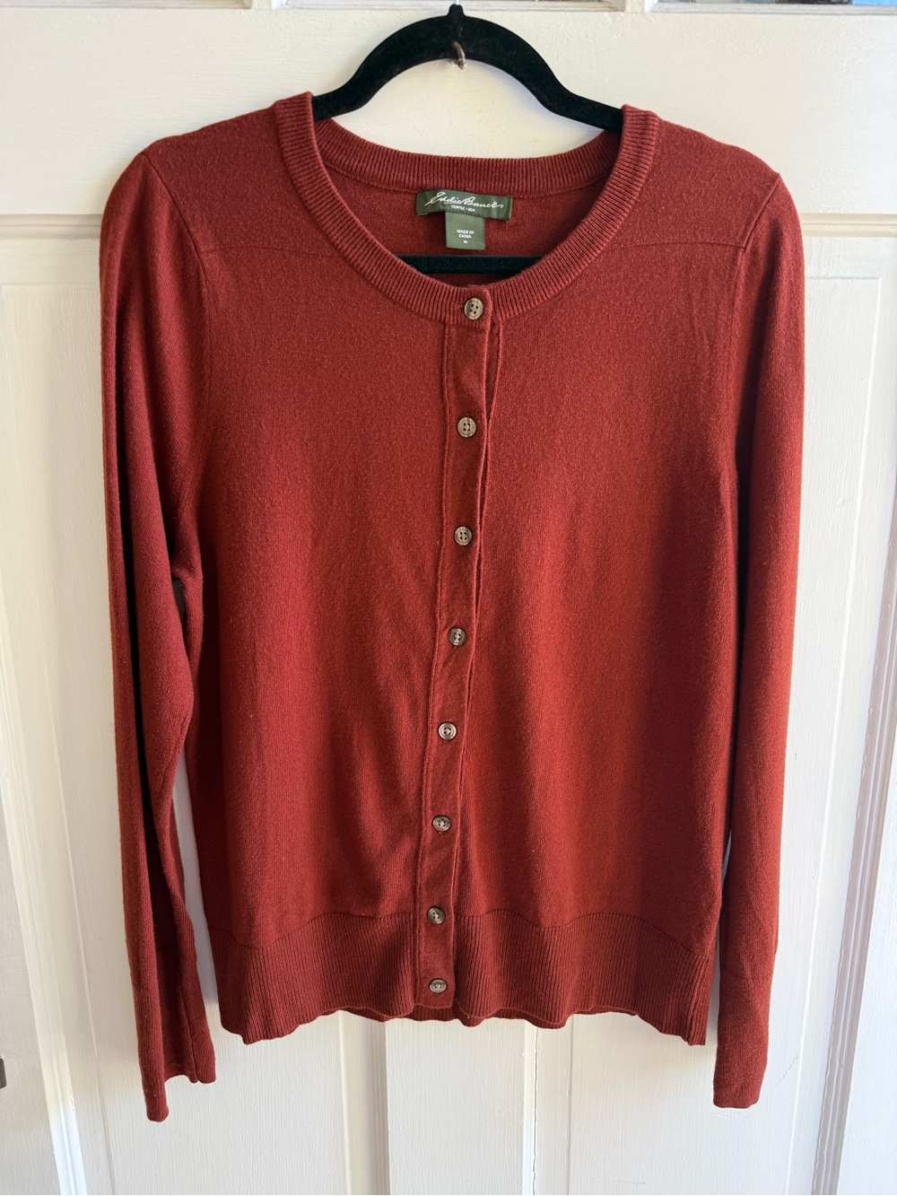 Eddie Bauer Women's Rust Red Button-Up Knit Cardigan